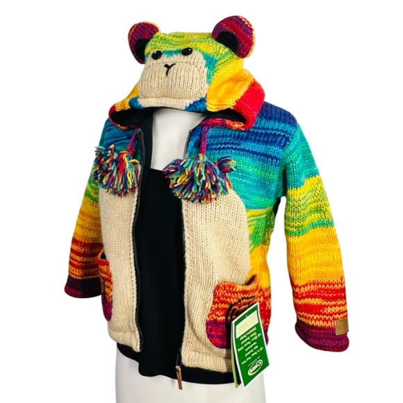 Kyber Other - 🧸🌈NWT🤩 |•KYBER•| Hand Made Wool Bear Fleece Lined Sweater + Mittens🌈